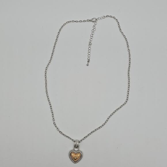 Diamonds International Diamond Heart Pendant 18" Necklace Silver Gold Finish - Picture 5 of 9